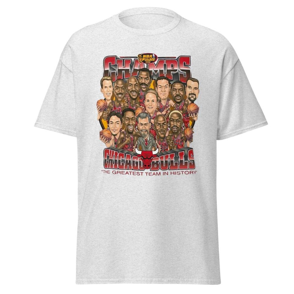 1996 Chicago Bulls  Finals Championship  T-Shirt- Ash Grey